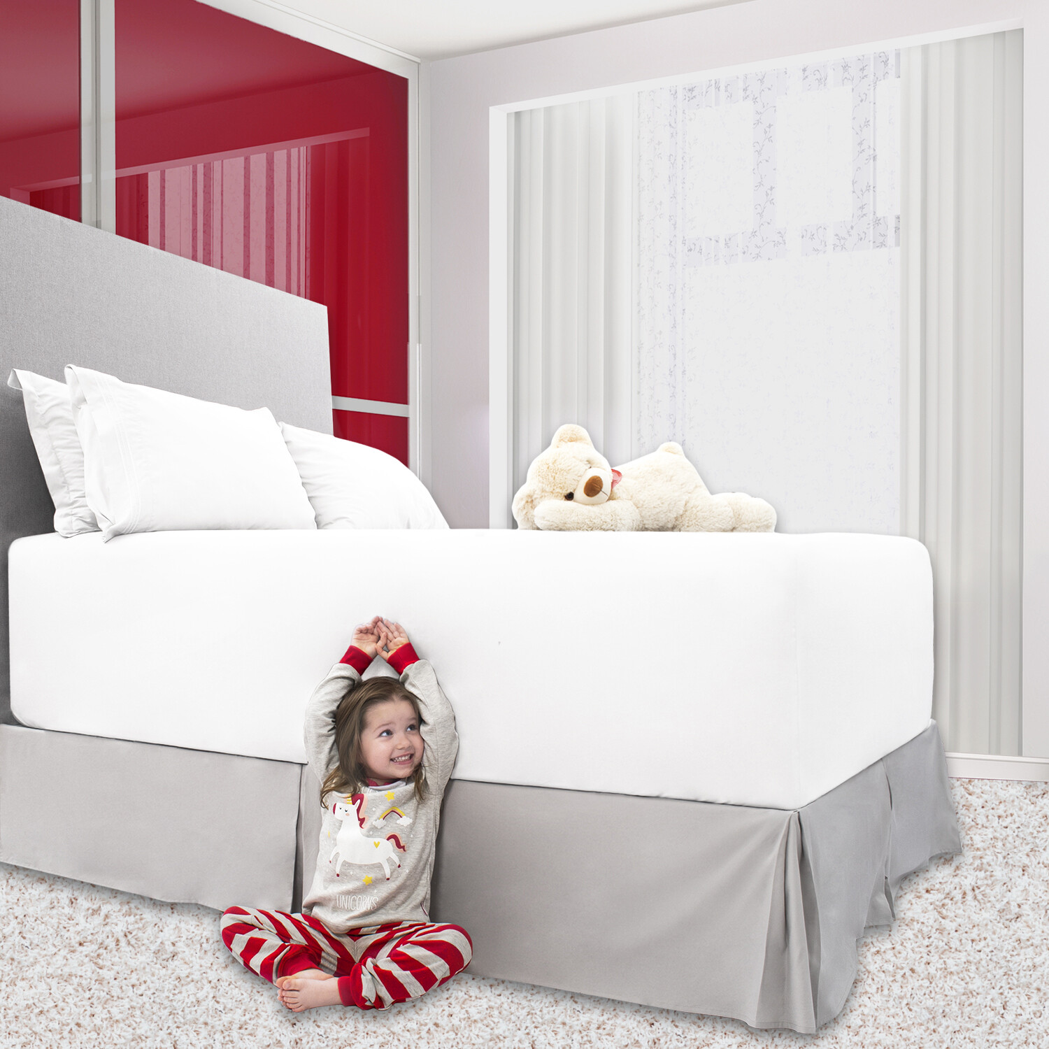 Mellanni Bed Skirt 15-Inch Tailored Drop Pleated Bed Frame and Box Spring Cover