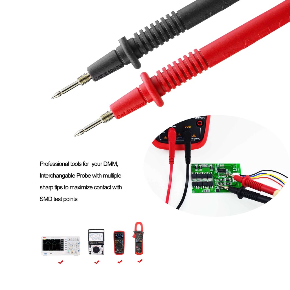 ZIBOO KIT-14 Replacement Test Lead Set Right Angle,with Threaded Alligator Clips