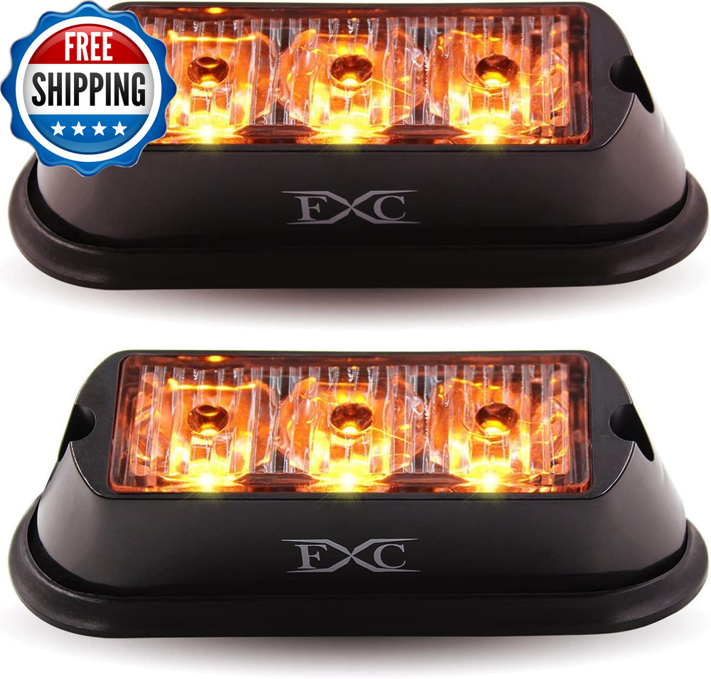 (2PCS 3-LED Strobe Lights Amber Waterproof Emergency Beacon Flash Lights...
