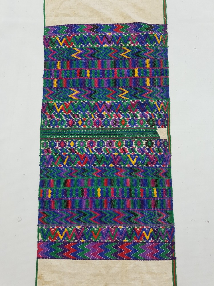 Vintage Guatemalan Handwoven Geometric Pattern Panel 127x47cm