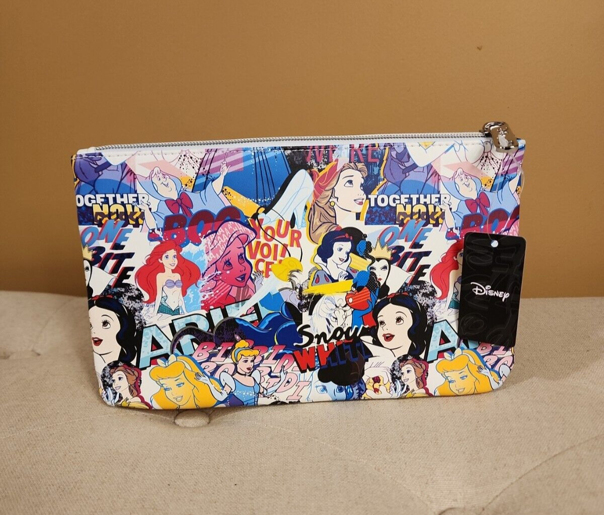Buckle Down Disney Princess Comic AOP Print Cosmetic Bag Makeup Pouch NEW