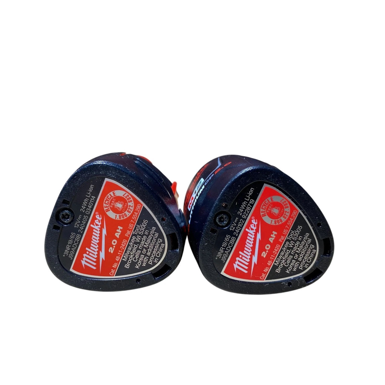 Genuine Milwaukee M12 2 Pack CP2.0 2.0Ah Batteries 48-11-2420 x2 OEM 12V NEW