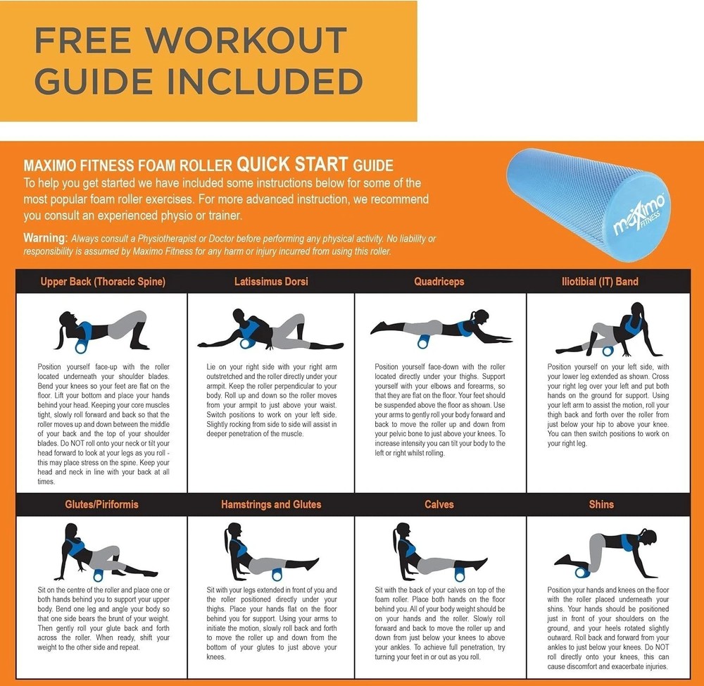 Foam Roller - High Density Exercise Roller for Trigger Point Self Massage, Mu...