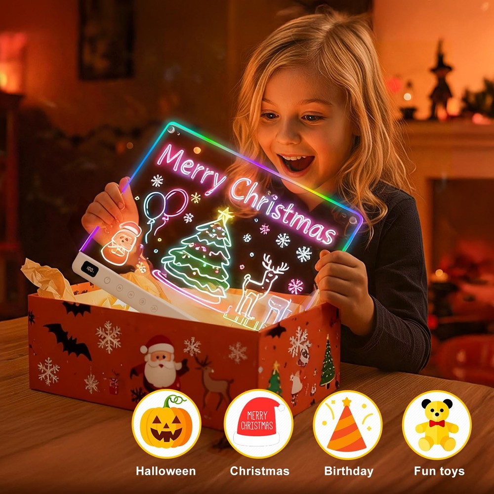 Led Drawing Board with 13 Light Effects 16 Rechargeable Glow Doodle LED Note