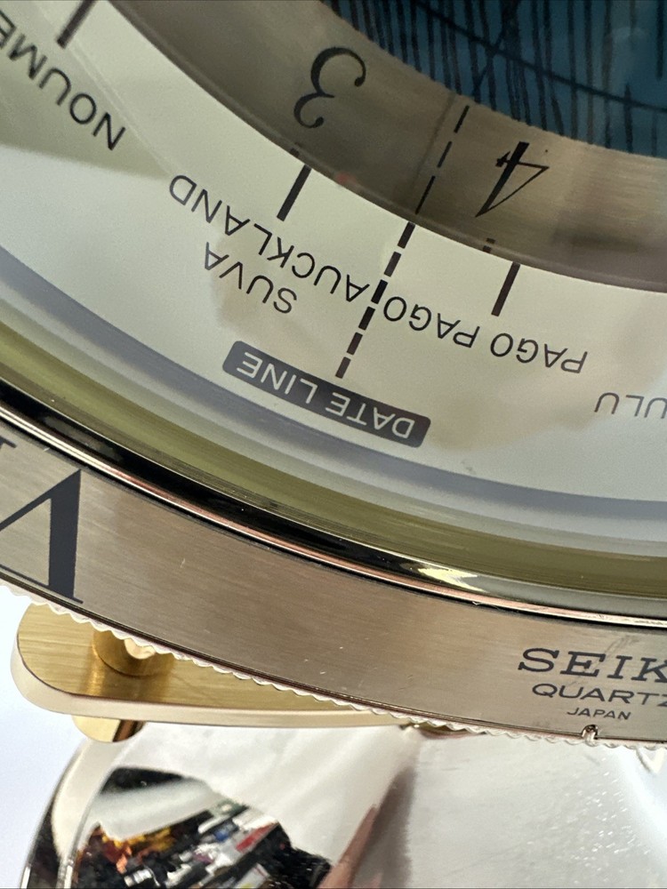 Seiko Rotating Globe World Time Quartz Mantel/Desk Clock Nice!