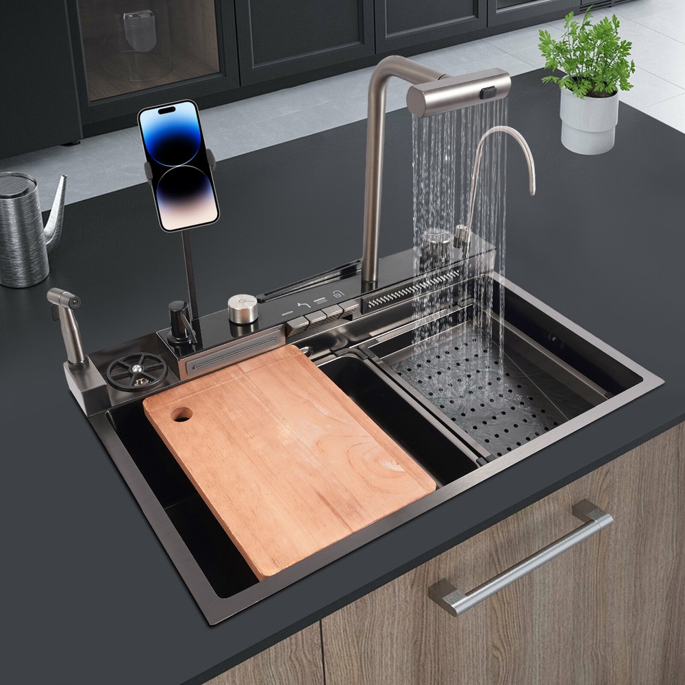 Sink Kitchen Sink Digital Display Stainless Steel Sink Kitchen Sink Rectangular