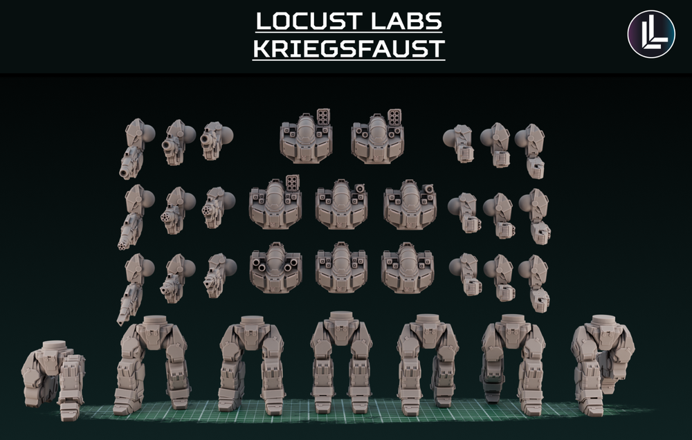 Locust Labs Kriegsfaust (American Mecha Proxy Battlemaster) 5 Mech Kit!