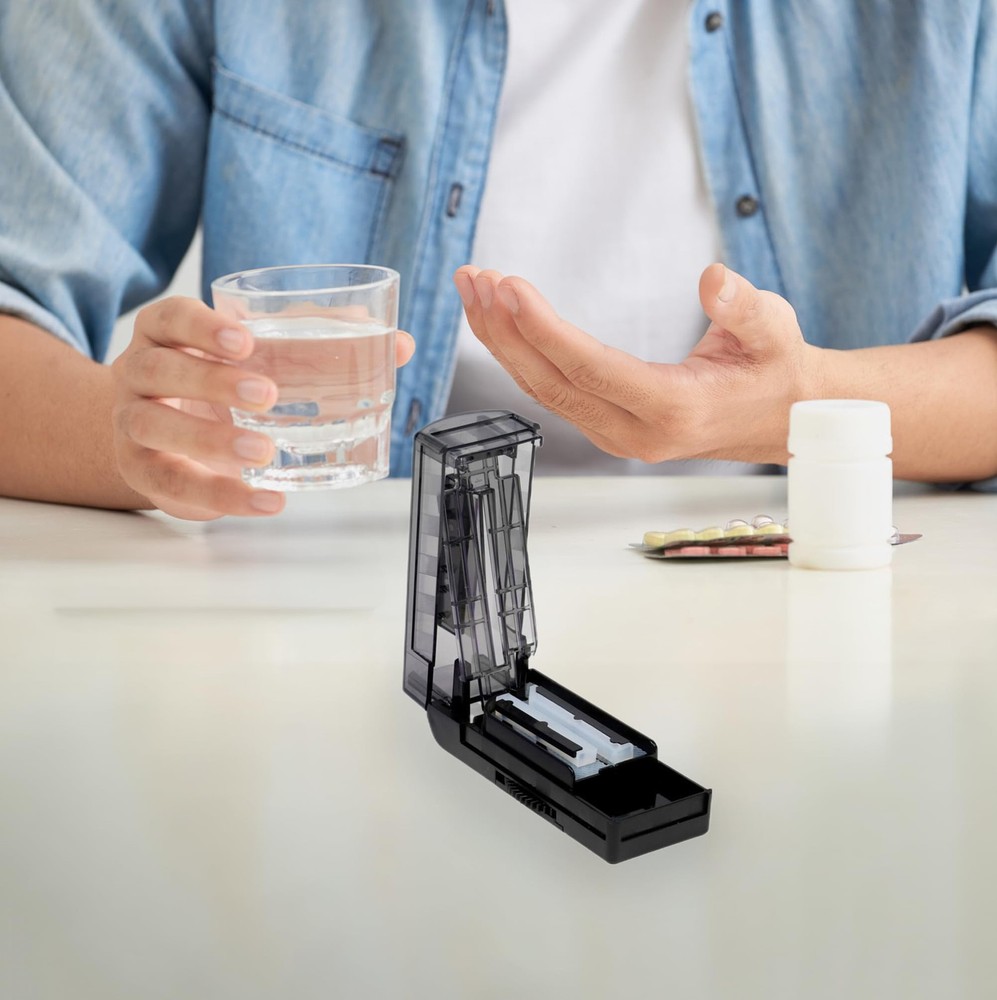 Sneovvin Multiple Pill Cutter for Small or Tiny Pills, Adjustable Black
