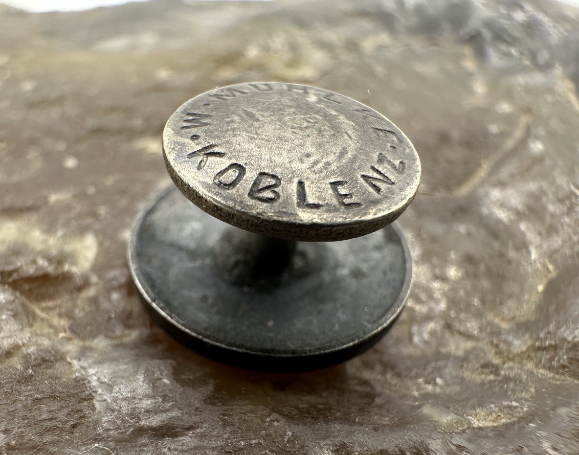 WWI 3rd Division Enameled Lapel Button - Coblenz - Marne Occupation Theater Made