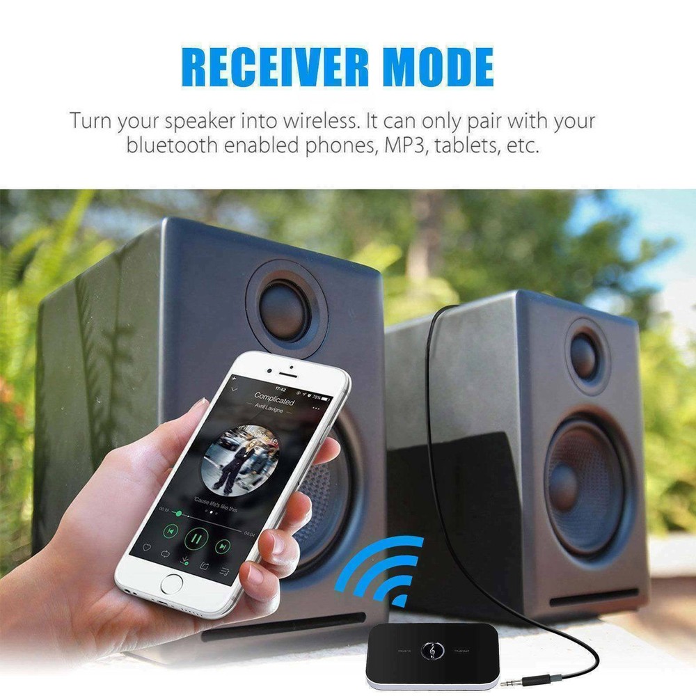 2Pcs Bluetooth Transmitter & Receiver Wireless Adapter For Home stereos/speakers