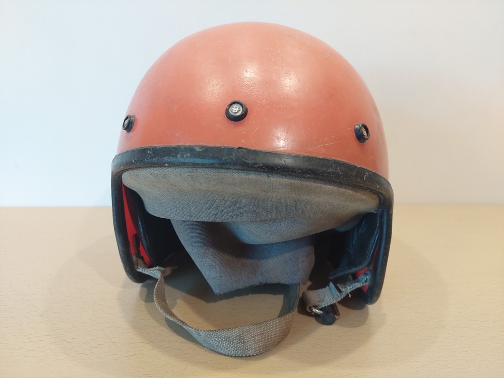 Soviet Vintage Motorcycle Helmet. USSR original. Red . ## . S