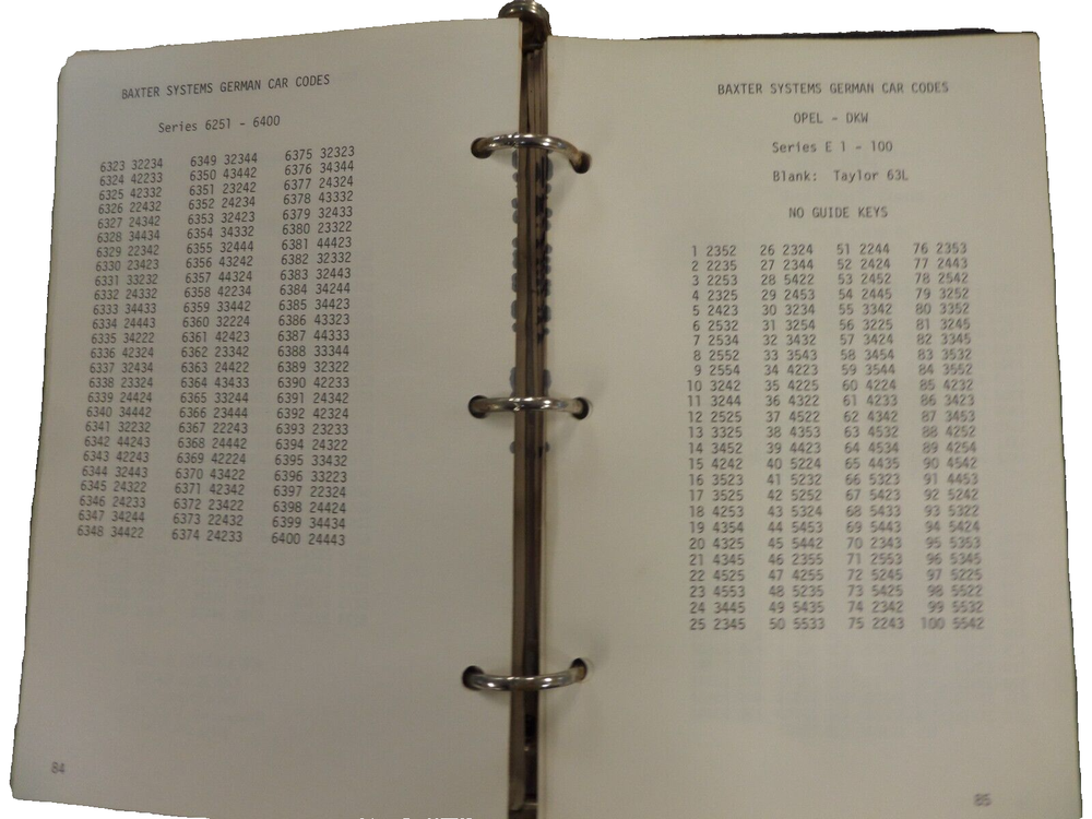 BAXTER GERMAN AUTO CODE BOOK USED GOOD SHAPE