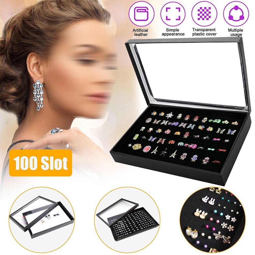 Sponge Suede Display Box Ring Display Box Earrings Storage Box Organizer White