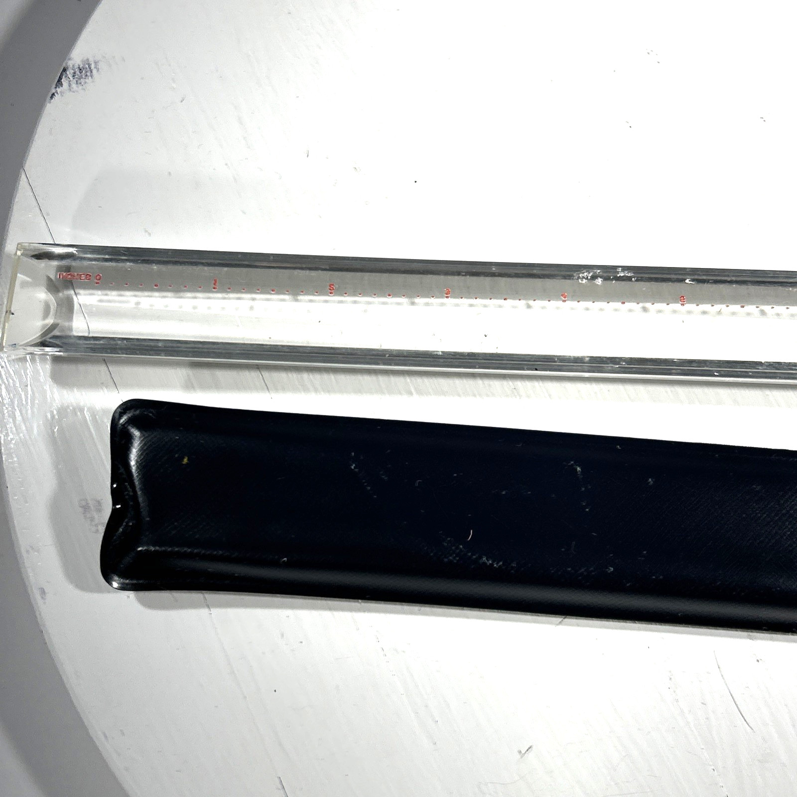 Vintage Bausch & Lomb Acrylic Magnifying Magnifier Measuring Ruler with Case 12”