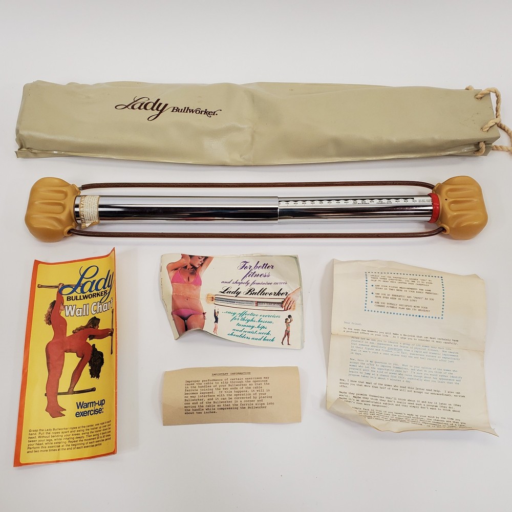 Vintage 70s Lady Bullworker Isometric Exercise Kit Complete w Case Chart Book