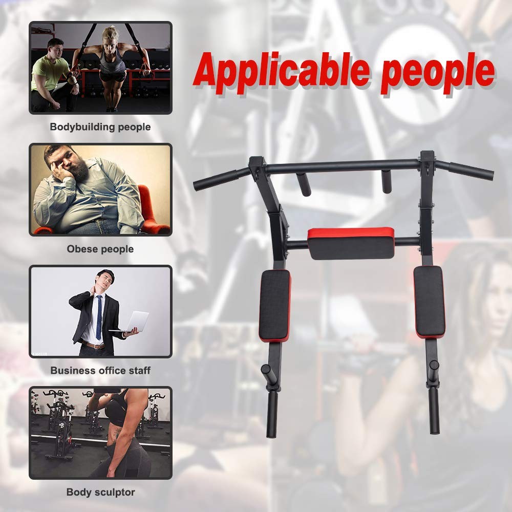 Wall Mounted Pull Up Bar and Dip Station, Heavy Duty Wall Mount Pull-up Chin ...
