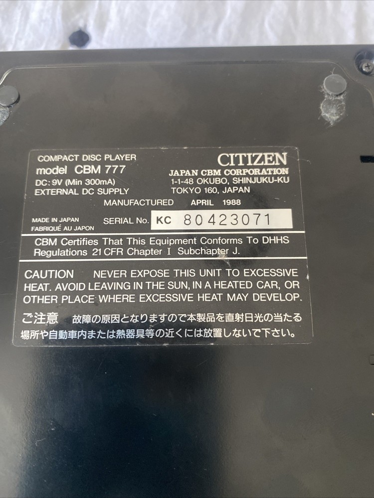 Citizen CBM777 Portable CD Player Tested