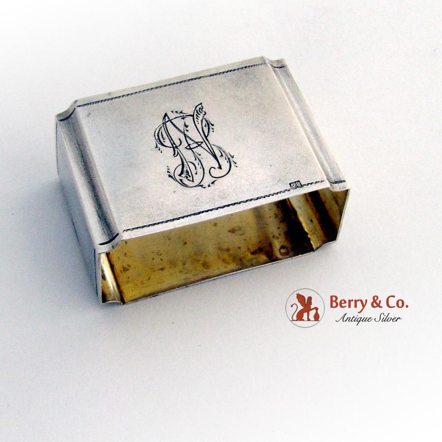 Russian Rectangular Napkin Ring 84 Standard Silver 1910 Monogram NB