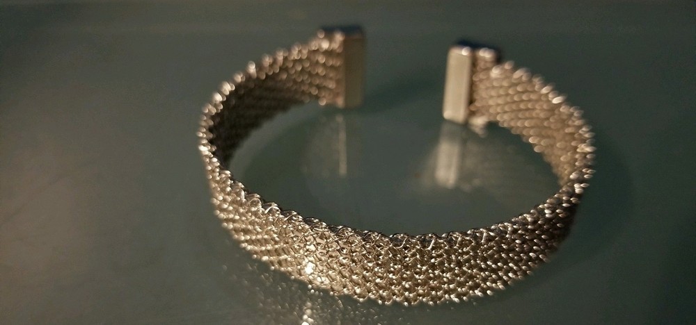 Boho Silvertone Texured Cuff Bracelet