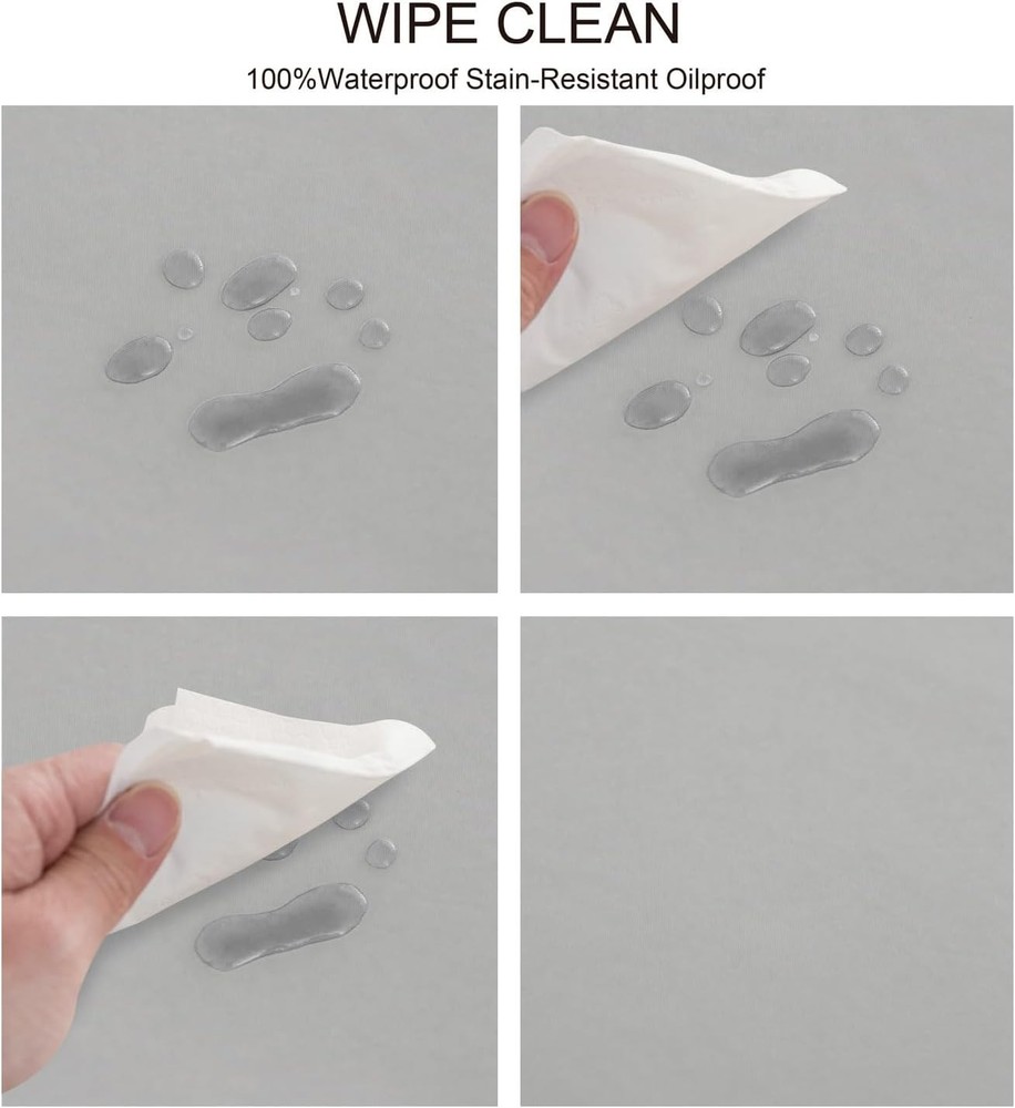 Vinyl Tablecloth with Flannel Backing for 84" x 60" (Rectangular) Light Grey