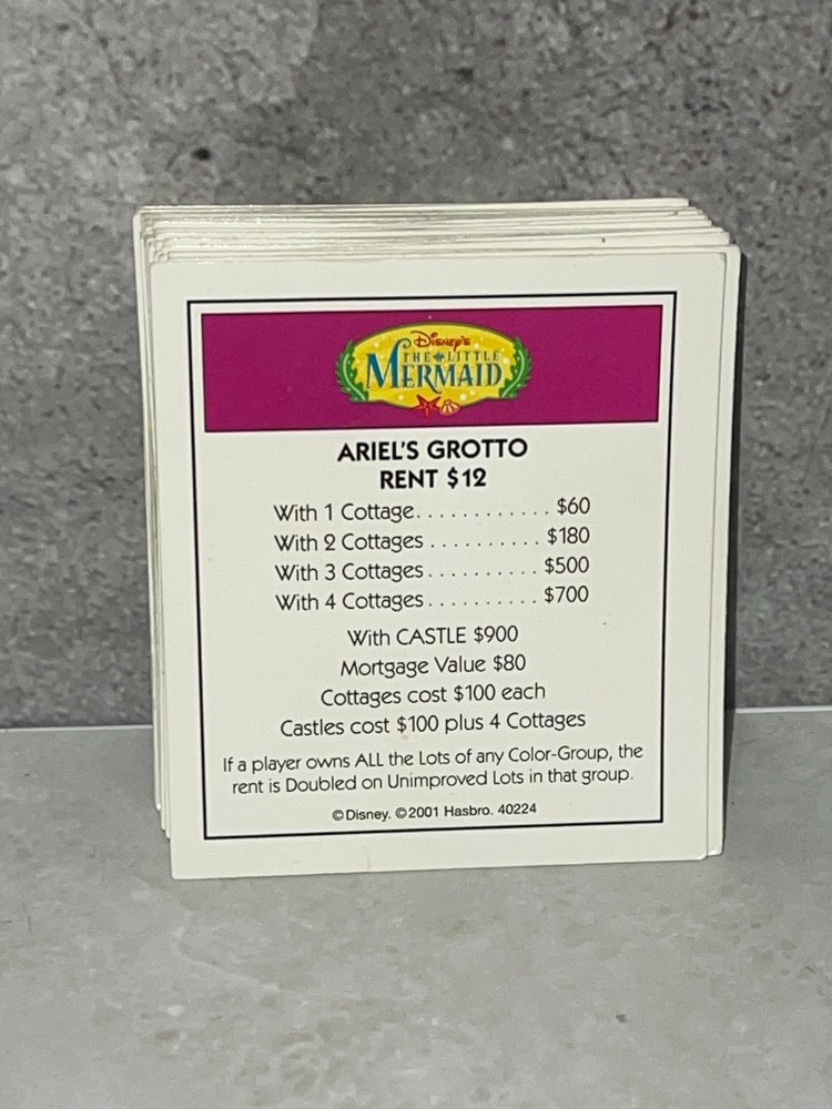 2001 Disney Monopoly - Replacement Deed cards