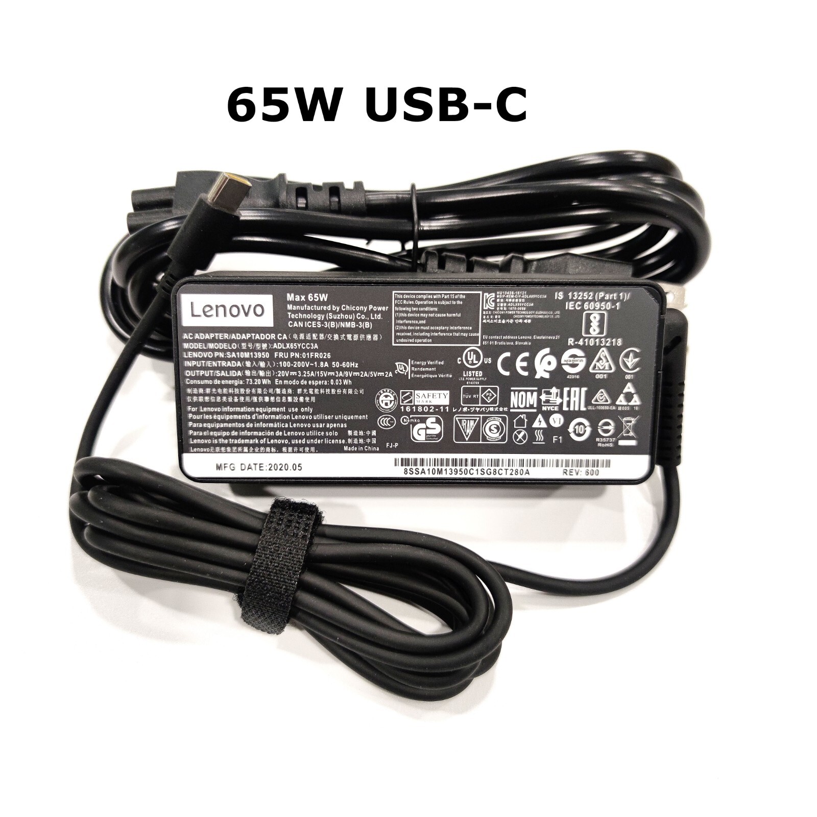 Genuine OEM 65W USB-C Type-C Adapter Charger Lenovo ThinkPad T480 ADLX65YLC3A