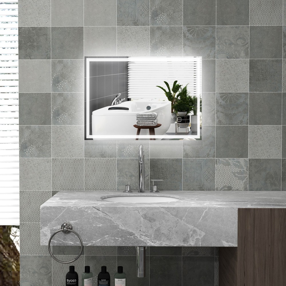 Dimmable Bathroom Mirror with LED Lights, 3 Colors & Memory Function