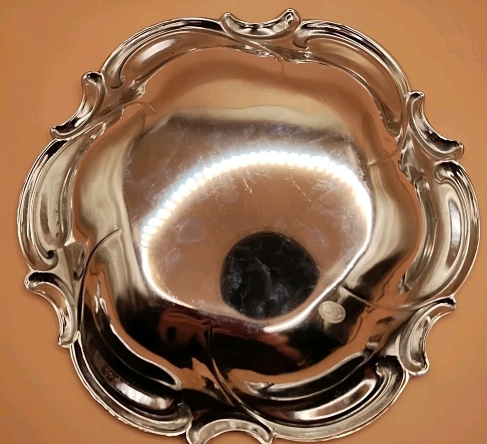 silver-plated round shallow Scallop Serving Platter