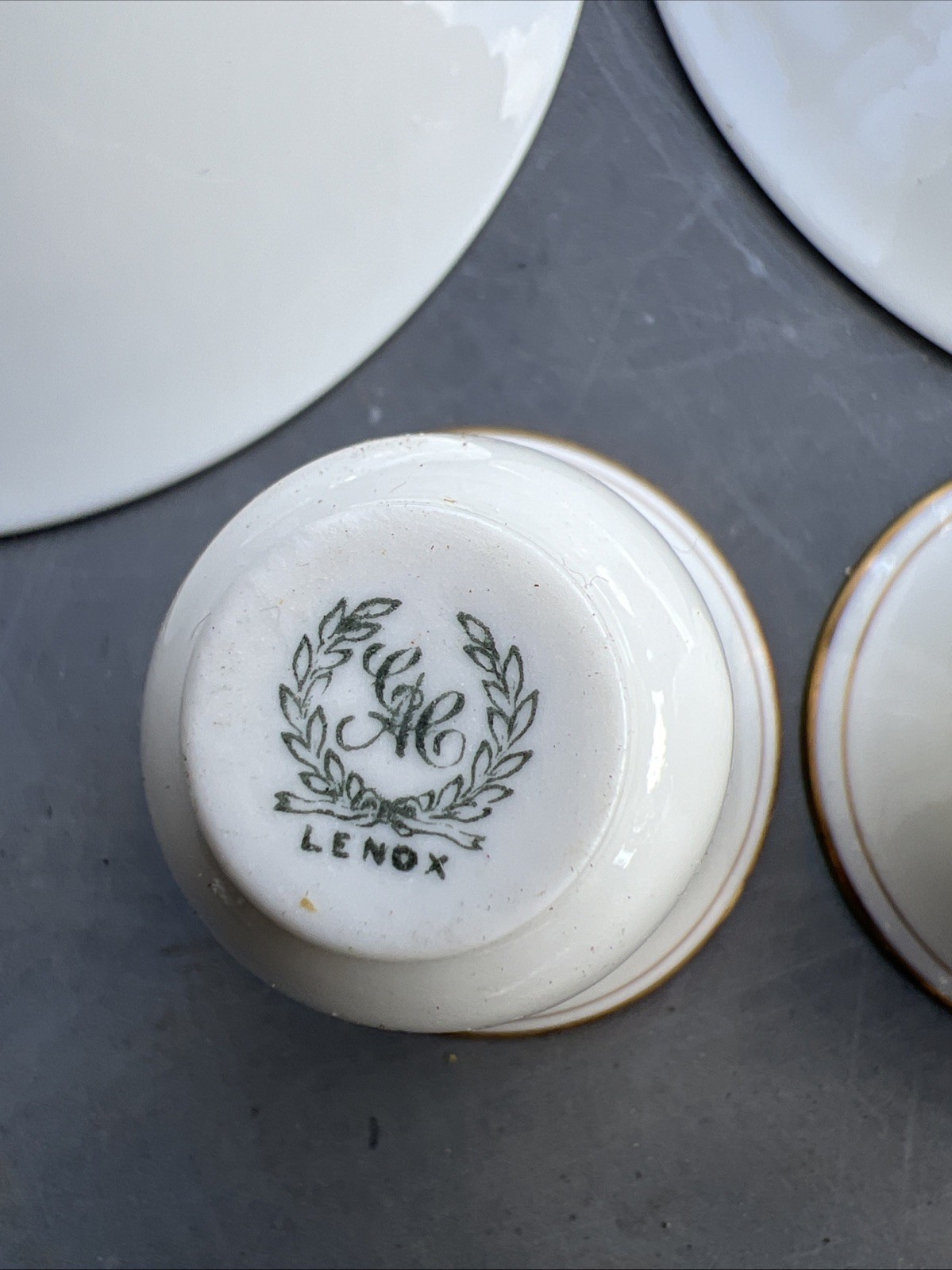 2 STERLING Silver (44.3g) SOLID SILVER + LENOX Cups & Saucers 1920-40 3”