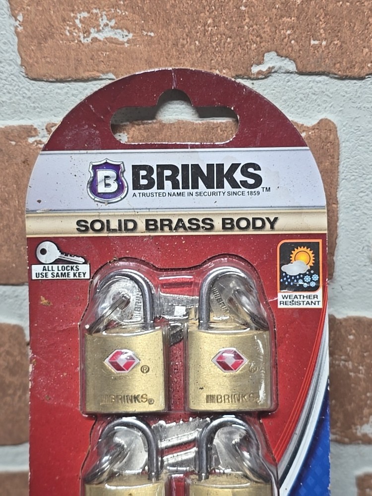 Brinks Solid Brass Locks (4) with Keys TSA Accepted Manufactured Sealed READ