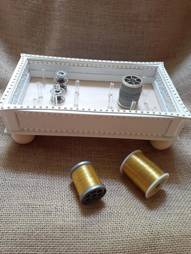 Wood Thread bobbin holder sewing room organizer