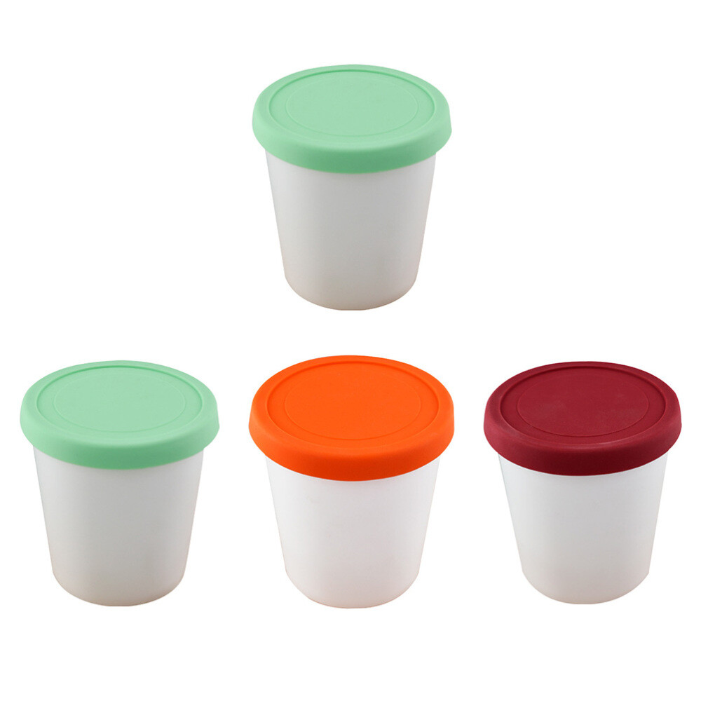 4 Pcs Homemade Ice Cream Yogurt Container Cups Stackable Freezer Containers