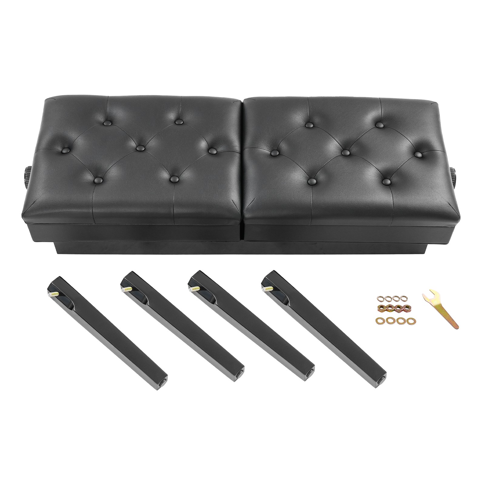 Double Seater Piano Bench Adjustable Duet Piano Bench w/ Storage Box 200 kg max.