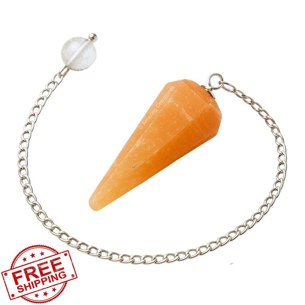 Orange Selenite Crystal Pendulum Dowsing Divination Reiki