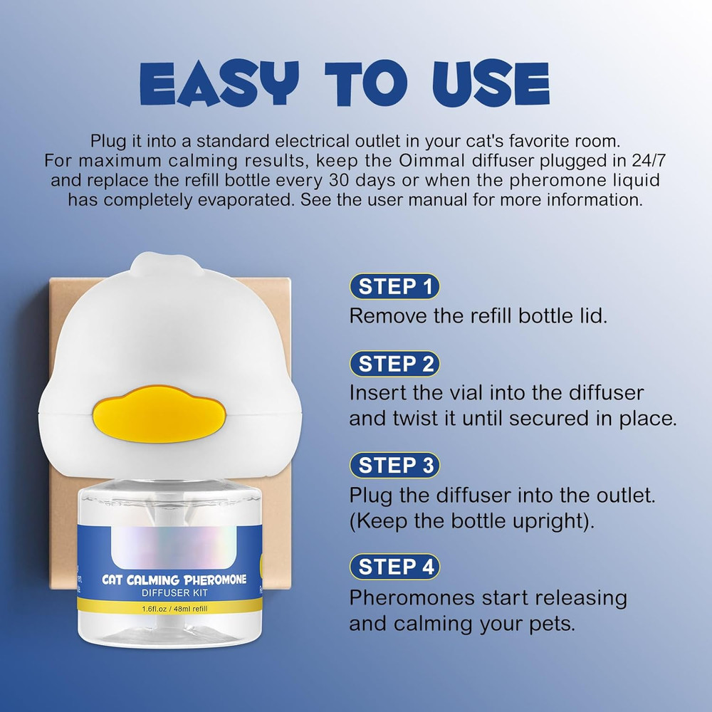 Cat Calming Diffuser Kit 30 Days, Cat Pheromones Calming Diffuser Effectively Re
