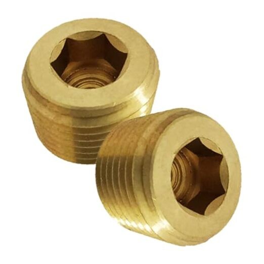 2 Pcs Brass Pipe Plug, 1/8" Male NPT Fully Threaded with Hex Socket Head,