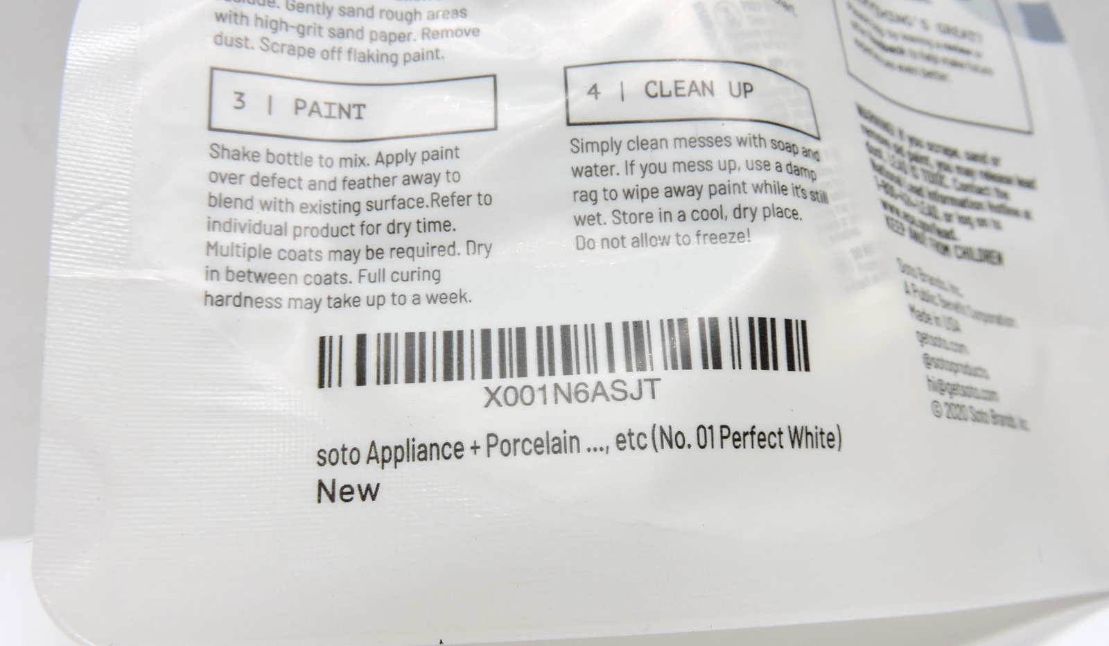 Soto White Paint Touch Up Appliance+Porcelain High-Gloss (No. 01) Perfect White