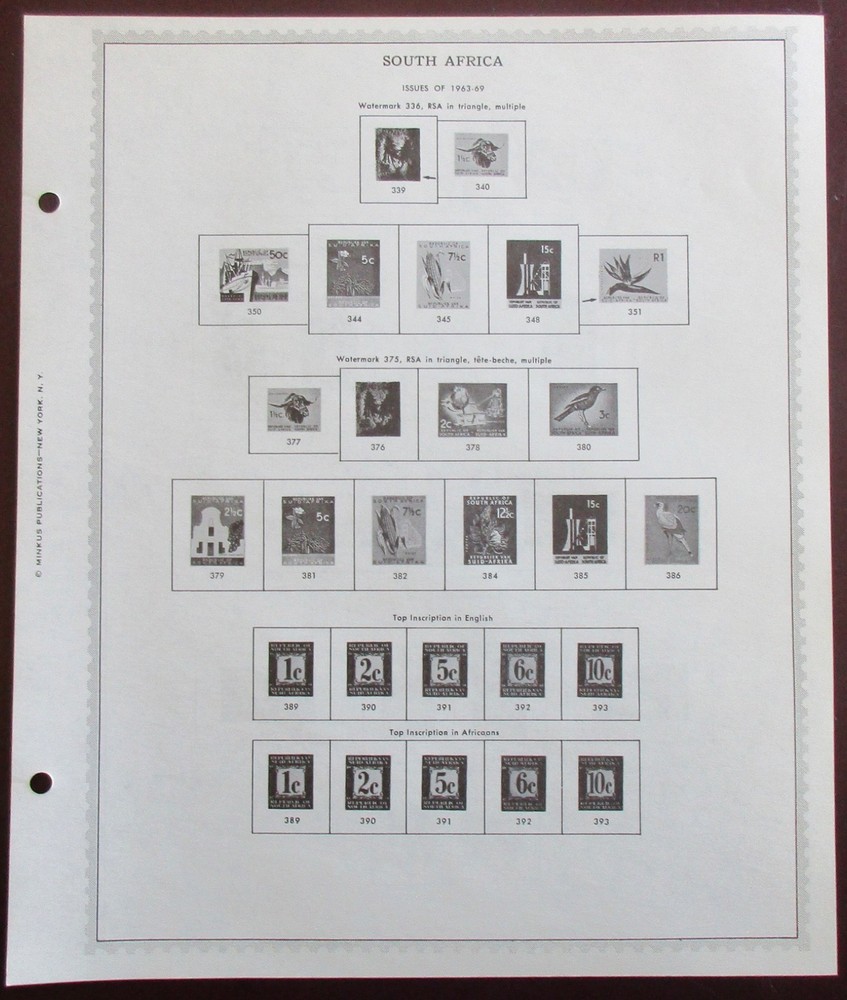 South Africa: Clean Set of Unused Minkus Supreme Global Pages to 1969