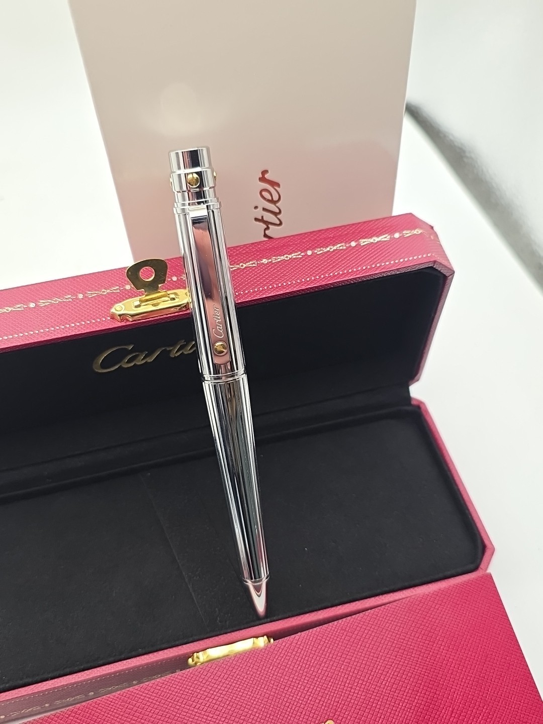 Cartier ballpoint pen Santos Silver with box and user guide new