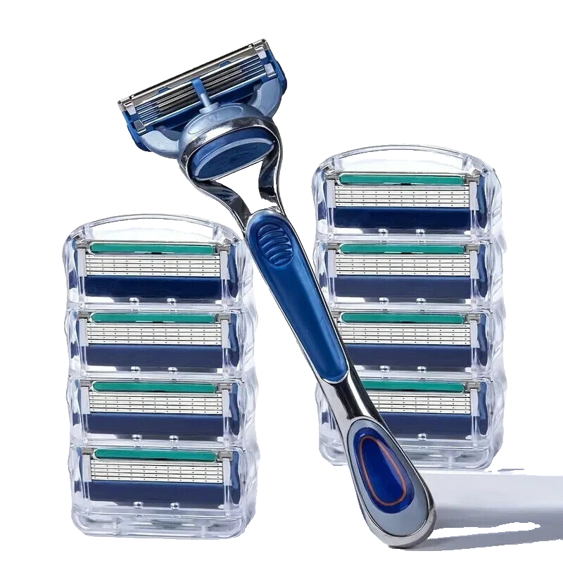 5 layer shaving razor blade 12 carthridges 1 handle smooth & clean shaving