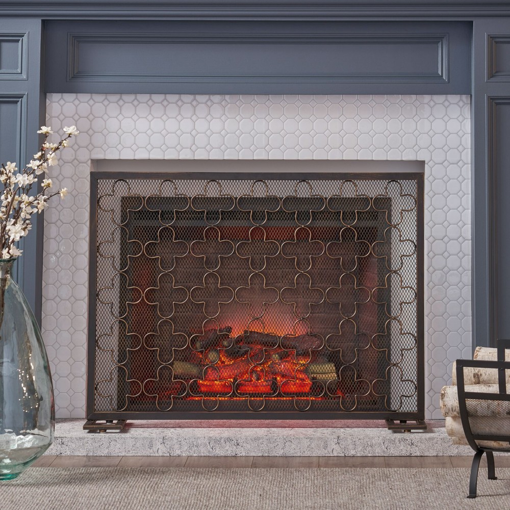 Uriah Modern Single PanelIron Firescreen