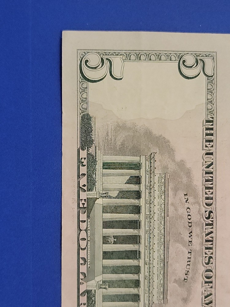 $FIVE DOLLAR BILL Trinary Repeater Fancy Serial Number with bleed through error!