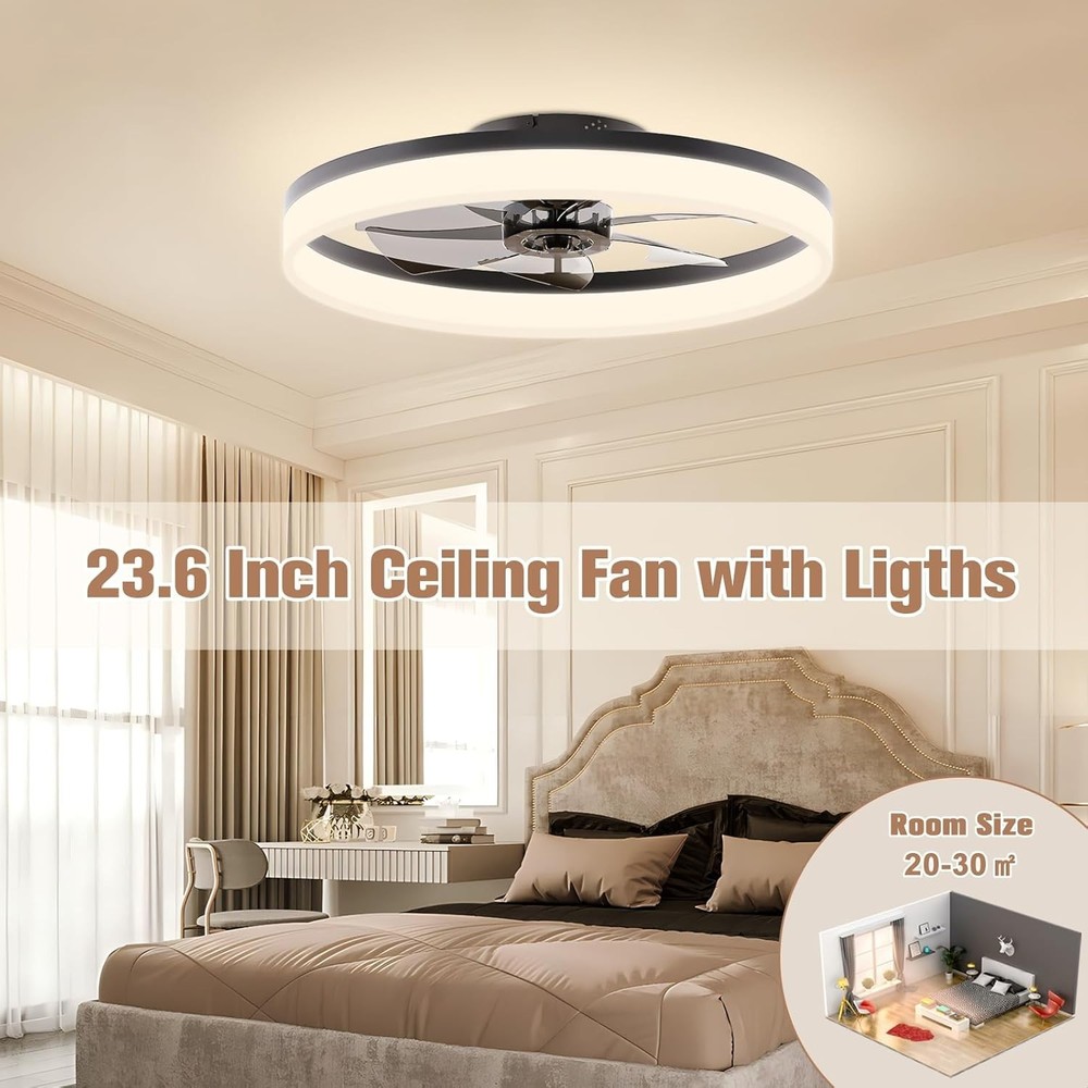 Quiet Low Profile Ceiling Fan with Remote & Dual Memory Function - 5400 Lumen
