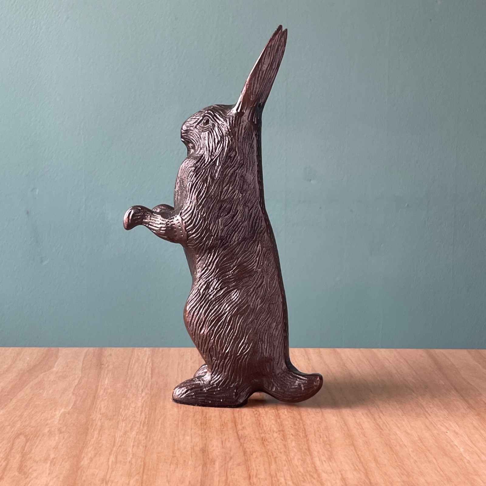 Vintage Bronze Tone Standing Rabbit Figurine Sculpture Heavy EASTER BUNNY