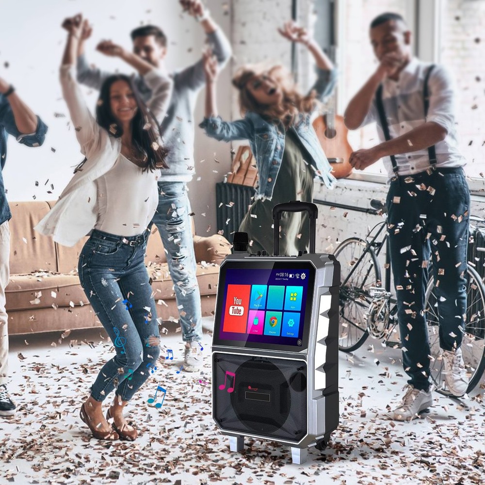 Professional Karaoke Machine Bluetooth Speaker Lyrics Display Screen WirelessMic