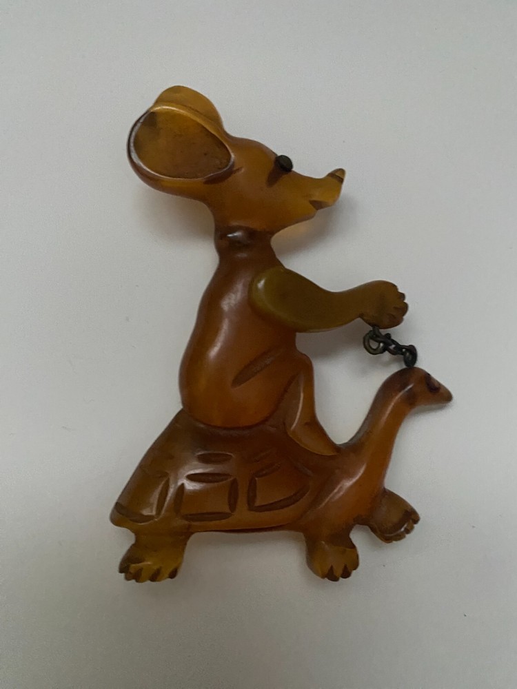 Rare  Bakelite Mouse Walking Turtle Apple Juice Color