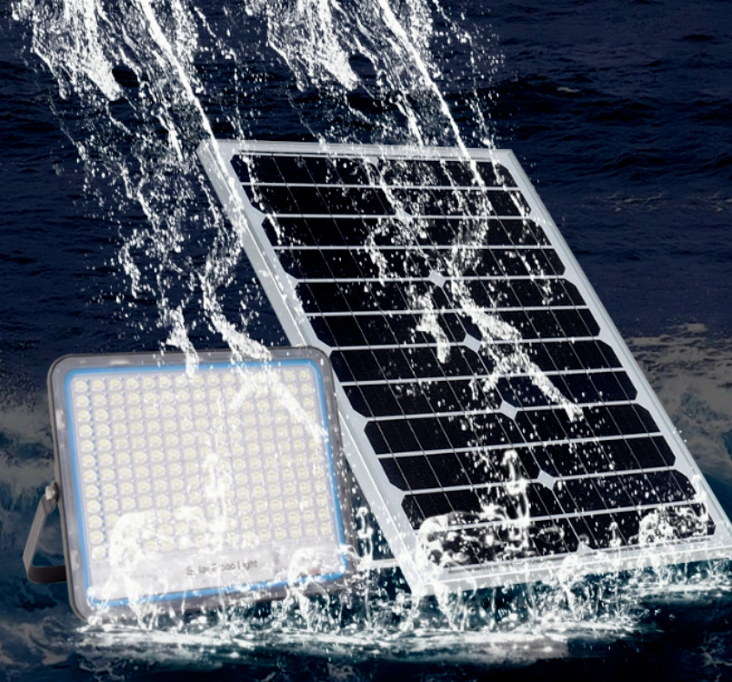 600W SMD Headlight With Solar Panel Twilight Sensor With Remote Control