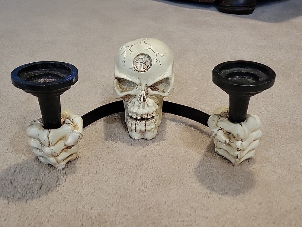 Skull Candle Holder Double Gothic JW Halloween