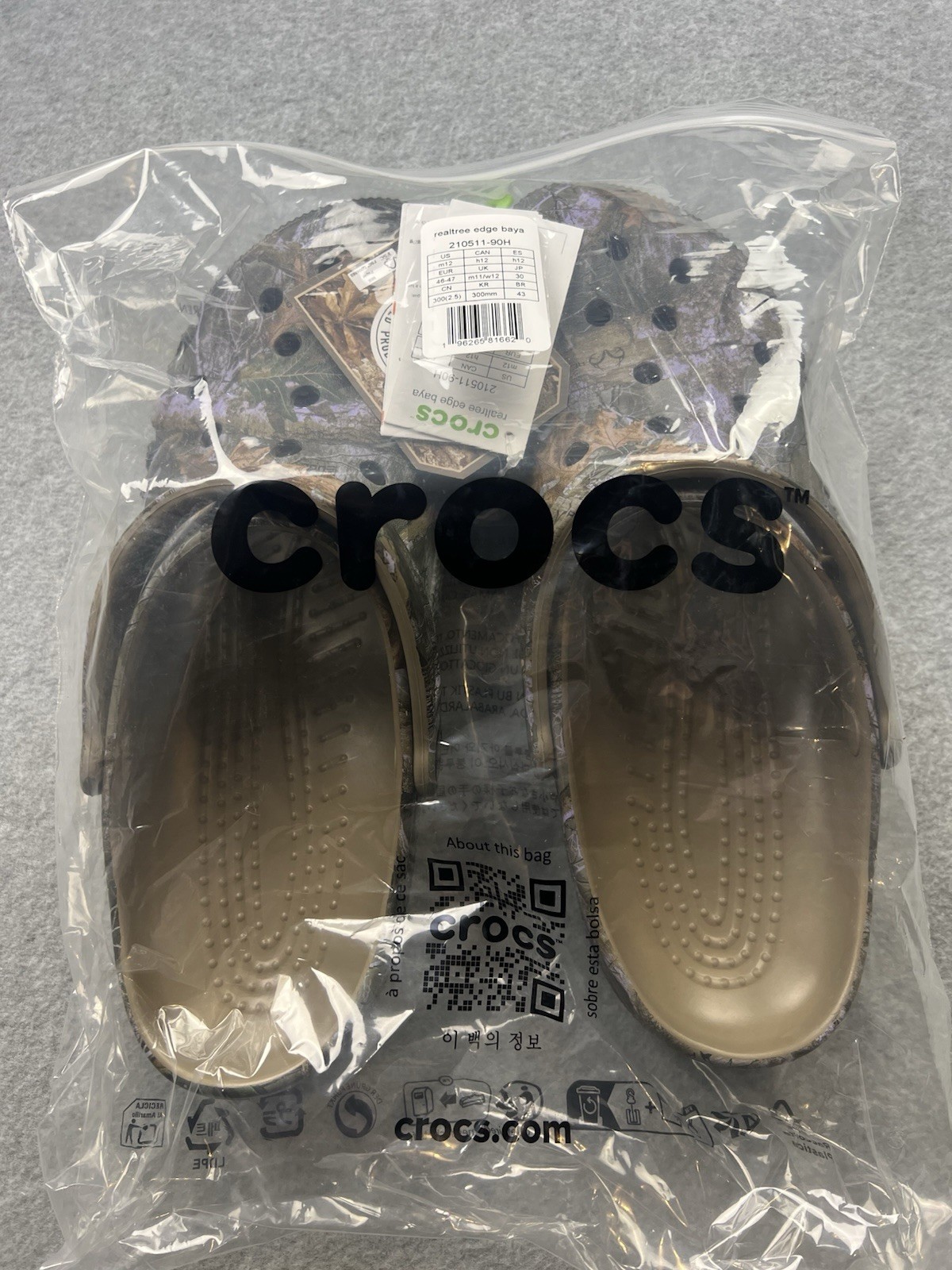 Crocs Baya Realtree Edge Clogs Adult Men's Size 12 Shoes 210511-90H New