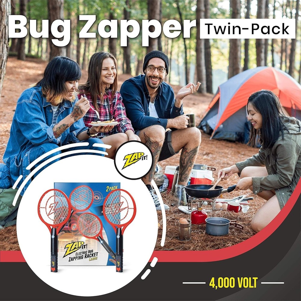 ZAP IT! Bug Zapper Rechargeable Bug Zapper Racket, 4,000 Volt, USB Charging